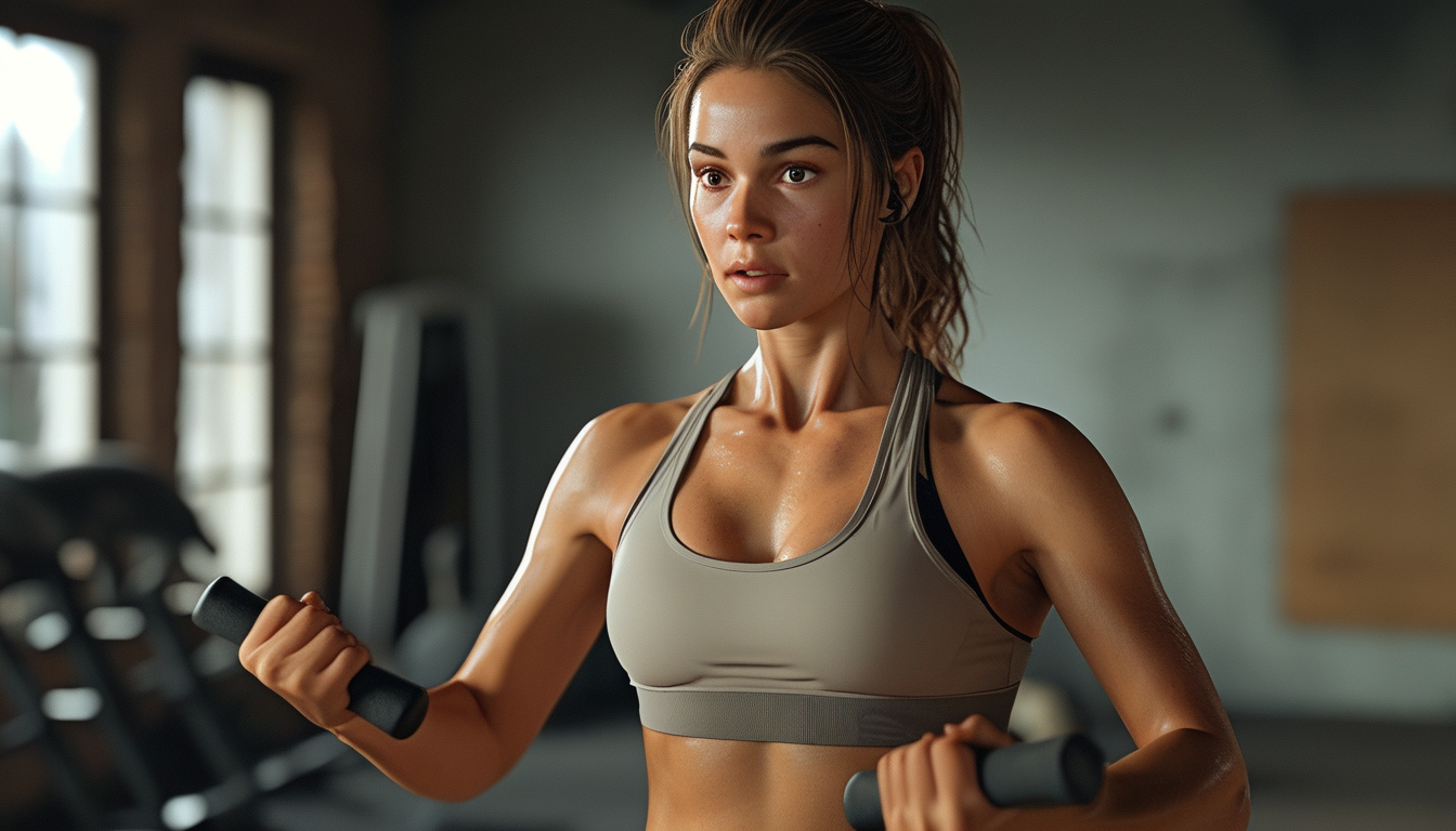 Woman working out with home gym essentials